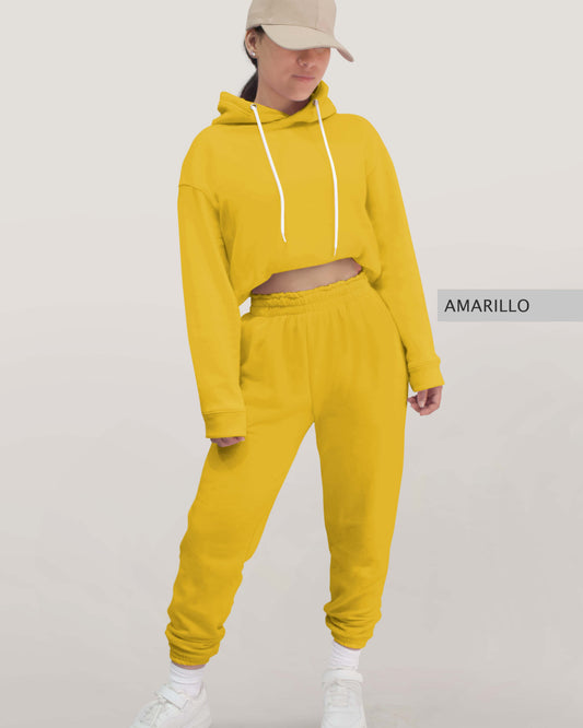 Conjunto Sudadera + Pants Dama Amarillo