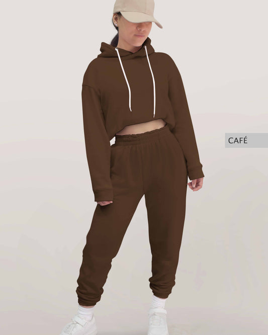 Conjunto Sudadera + Pants Dama Café