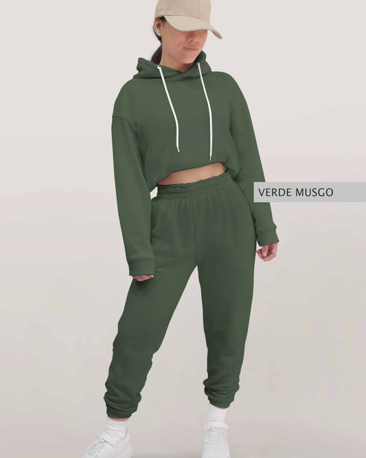 Conjunto Sudadera + Pants Dama Verde Musgo