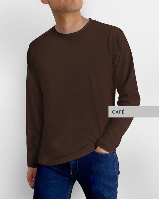 Playera Basic Manga Larga Café